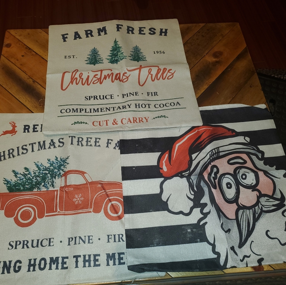 Merry & Bright Christmas Tree Truck Santa Cover Case Farmhouse